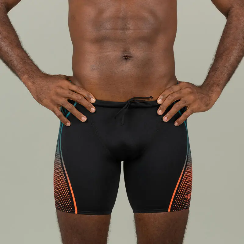 Ba帽ador B贸xer Speedo Boost Hombre Negro Naranja Largo - Imagen 4