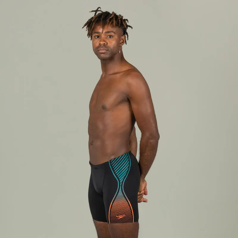 Ba帽ador B贸xer Speedo Boost Hombre Negro Naranja Largo - Imagen 5