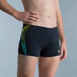 Bañador Hombre Natación Speedo Bóxer Negro Amarillo