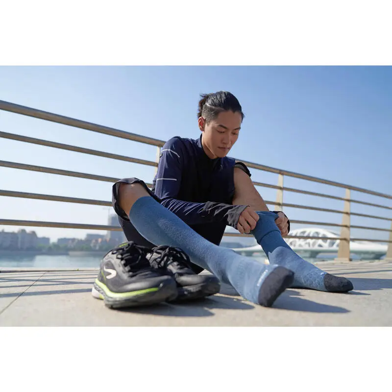 KIPRUN Calcetines Running Largos Lana Merina Negro - Imagen 2