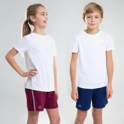 Decathlon Camiseta Atletismo AT 100 Niños Blanco Mangas Cortas Transpirable