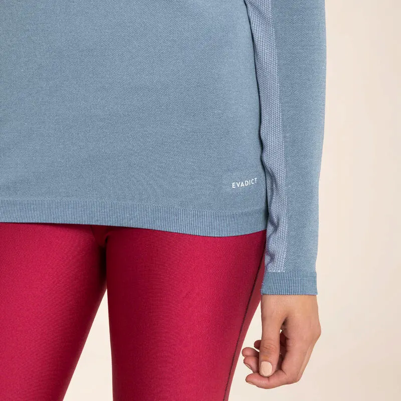 EVADICT CAMISETA SIN COSTURAS CONFORT MANGA LARGA TRAIL RUNNING MUJER AZUL LILA - Imagen 5