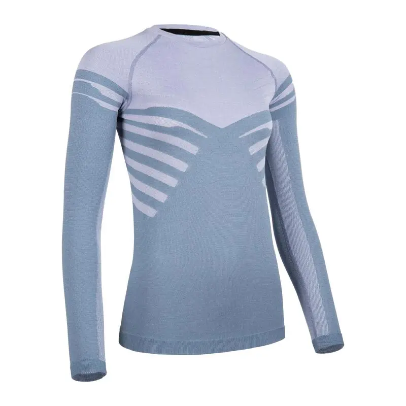 EVADICT CAMISETA SIN COSTURAS CONFORT MANGA LARGA TRAIL RUNNING MUJER AZUL LILA