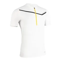 EVADICT Camiseta Trail Running Hombre Blanco Manga Corta Cremallera