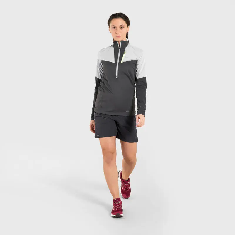 EVADICT Camiseta Trail Running Mujer Gris Softshell Manga Larga - Imagen 2
