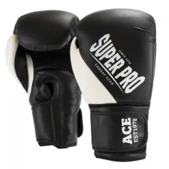 Super Pro Combat Gear Guantes De Boxeo - Ace - En Blanco Y Negro