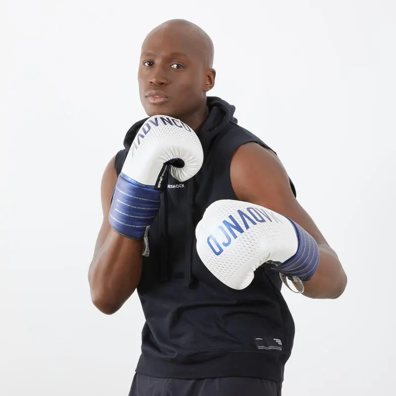 Guantes De Boxeo Outshock 500 Blanco/azul - Imagen 4