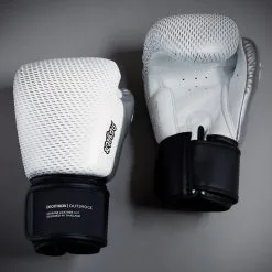 Guantes De Muay Thai Cuero Outshock 500 Blanco/plateado