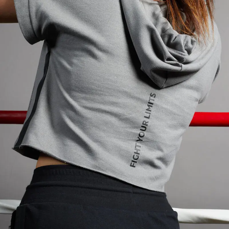 Sudadera De Boxeo Con Capucha Mujer Outshock 100 Gris - Imagen 4